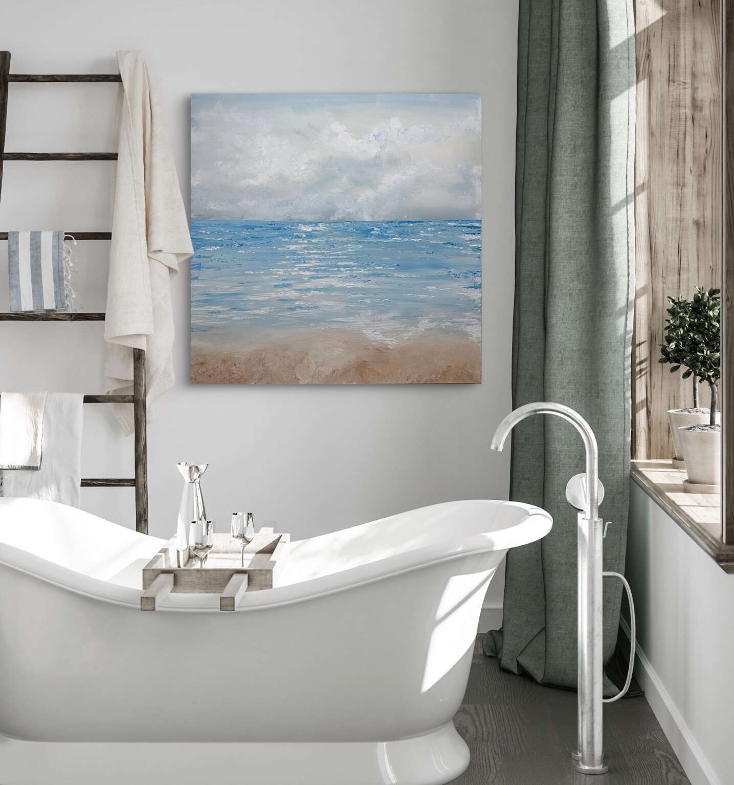 Where Sky Meets Sea, alternate view 2, an original painting by Tara Zarabi